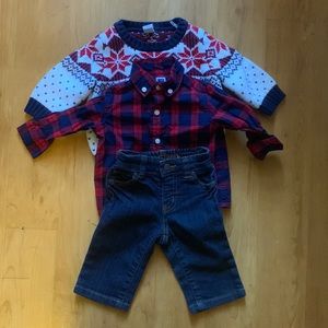 Janie and Jack Christmas outfit size 3-6 months.